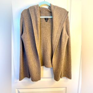 Tan Eileen Fisher open hooded cardigan S